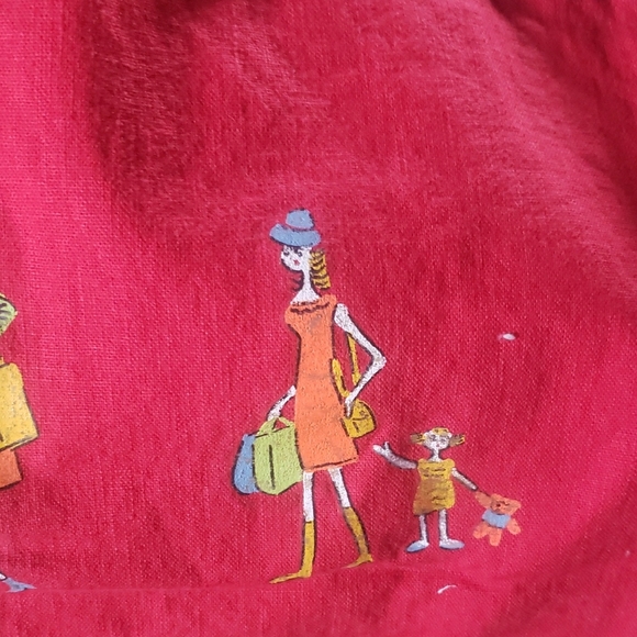 Vintage Rare Dress with Jacket w/Painted Shoppers - Picture 6 of 10